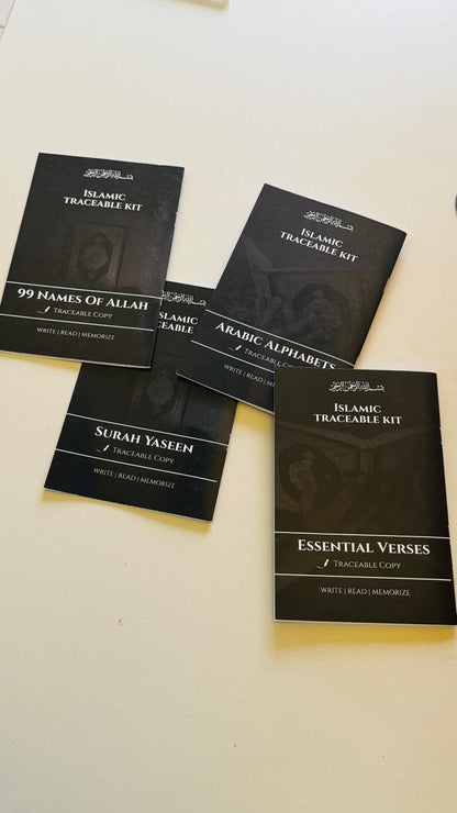 Hindi or English Dua stickers(12 or 10) + Traceable Kit Combo (4books + pencil eraser)